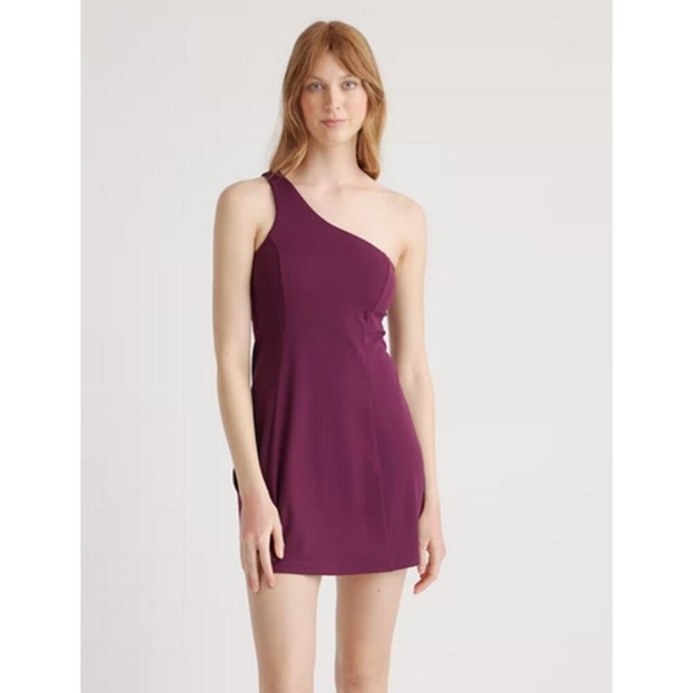 Quince Ultra-Form One-Shoulder Active Dress Plum Size XS NWOT